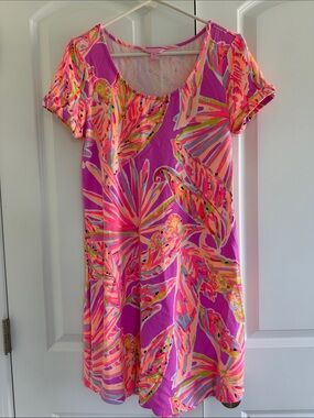 Lilly Pulitzer Pink Tropical Scoop Neck Mini Dress